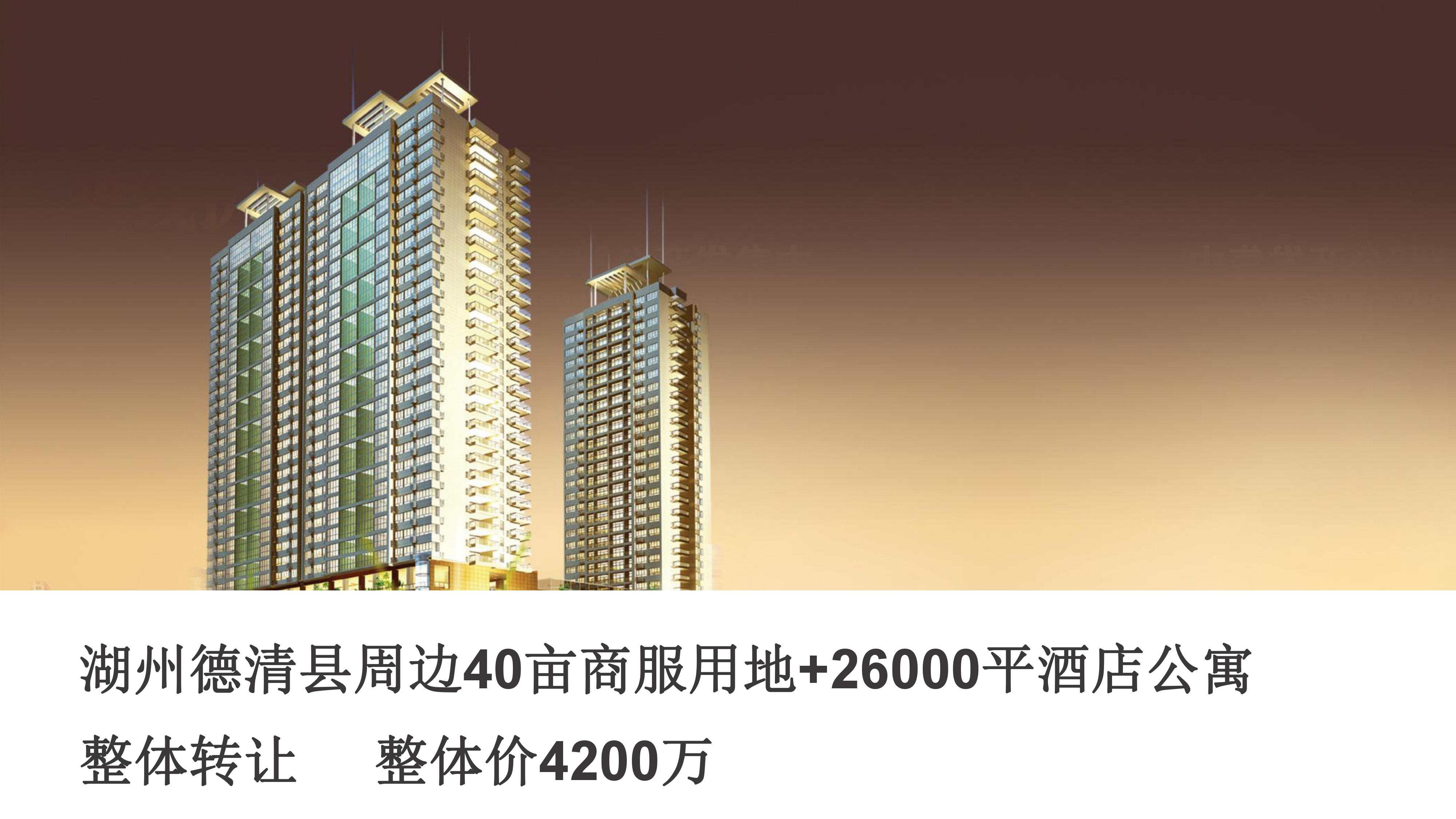 G1602 湖州德清縣周邊40畝商服用地+26000平酒店公寓整體轉(zhuǎn)讓 整體價(jià)4200萬